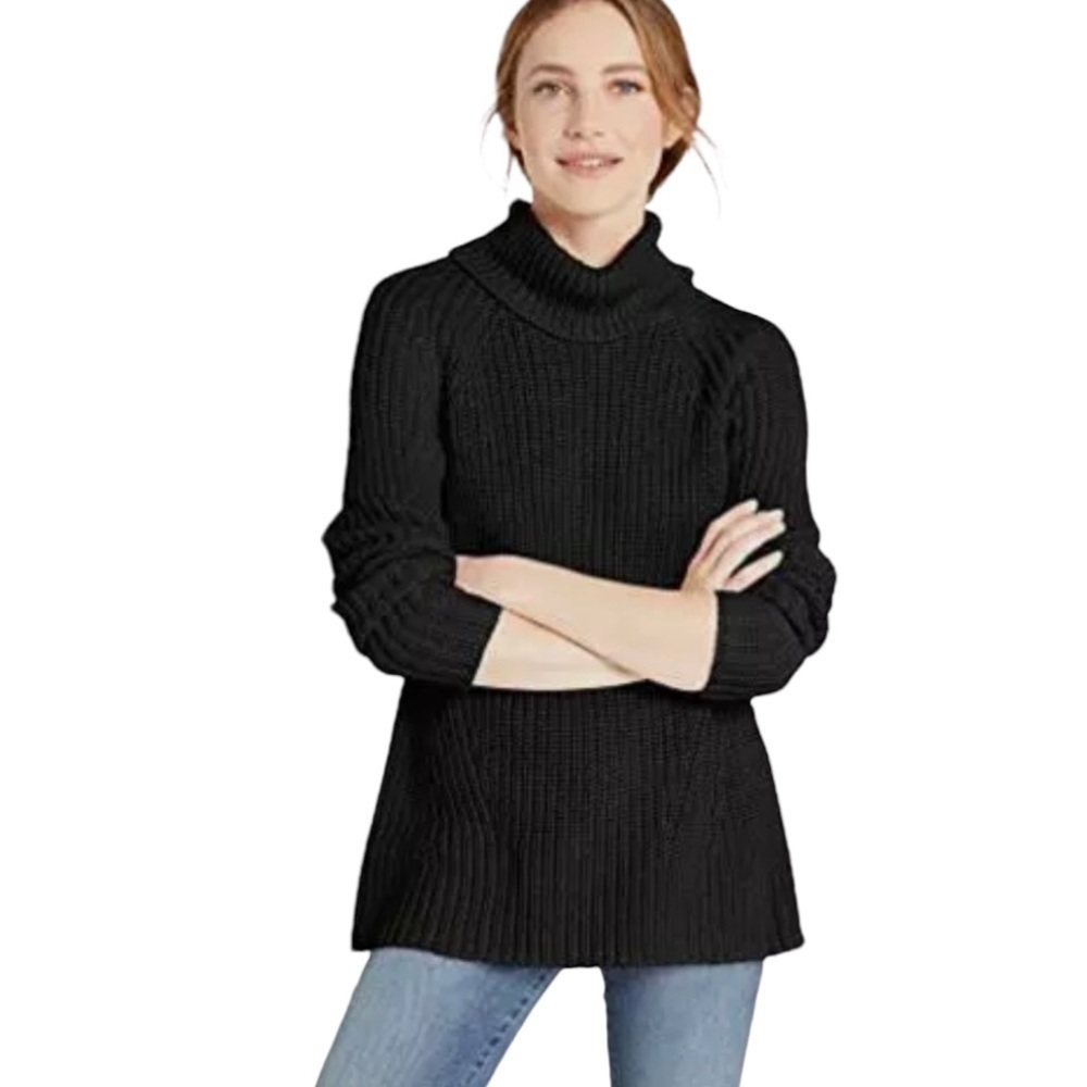 Goodthreads Black Turtle Neck Chunky Knit Sweater
